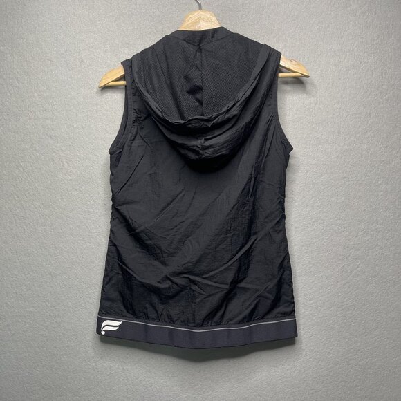 Fabletics Hooded Zip Up Windbreaker Kennedy Vest Jacket XS Black Nylon Mesh - Picture 4 of 5